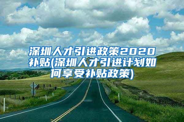 深圳人才引进政策2020补贴(深圳人才引进计划如何享受补贴政策)