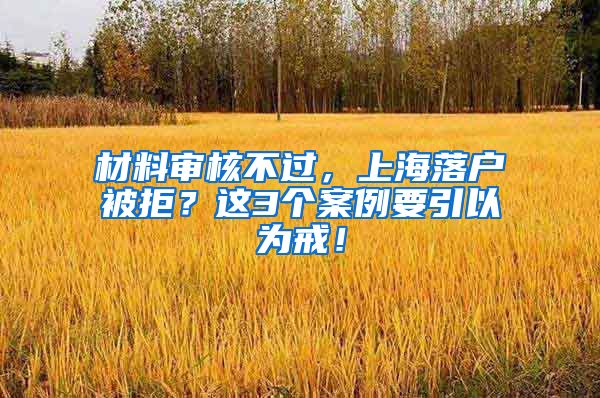 材料审核不过，上海落户被拒？这3个案例要引以为戒！