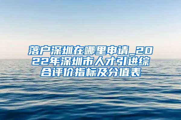 落户深圳在哪里申请_2022年深圳市人才引进综合评价指标及分值表