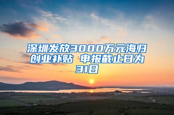 深圳发放3000万元海归创业补贴 申报截止日为31日