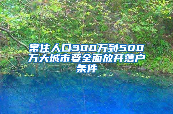 常住人口300万到500万大城市要全面放开落户条件