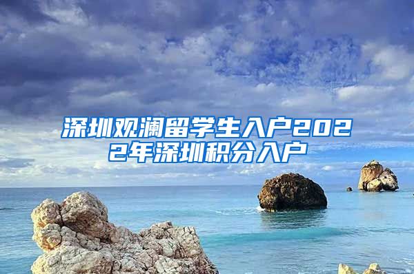 深圳观澜留学生入户2022年深圳积分入户