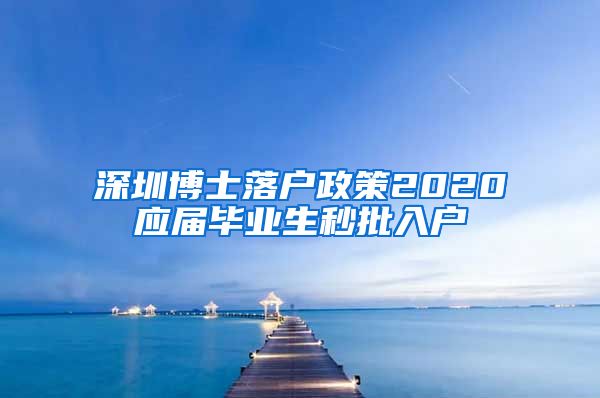 深圳博士落户政策2020应届毕业生秒批入户