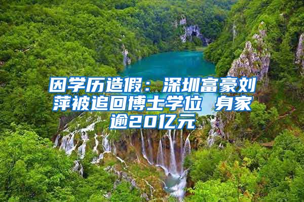 因学历造假：深圳富豪刘萍被追回博士学位 身家逾20亿元