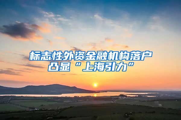 标志性外资金融机构落户凸显“上海引力”