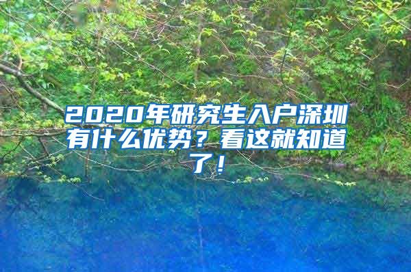 2020年研究生入户深圳有什么优势？看这就知道了！