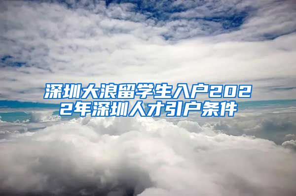 深圳大浪留学生入户2022年深圳人才引户条件