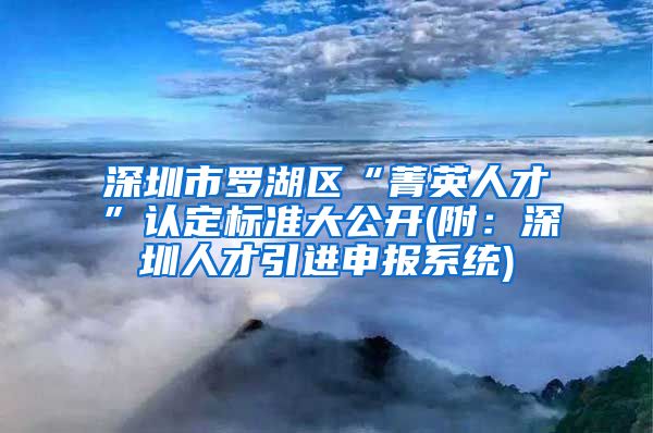 深圳市罗湖区“菁英人才”认定标准大公开(附：深圳人才引进申报系统)