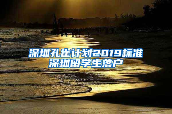 深圳孔雀计划2019标准深圳留学生落户