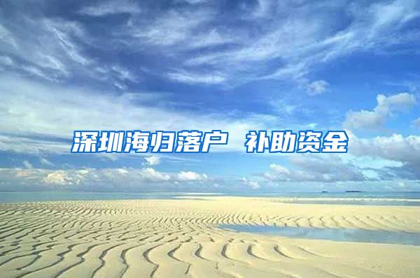 深圳海归落户 补助资金