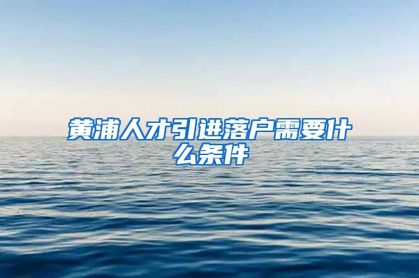 黄浦人才引进落户需要什么条件