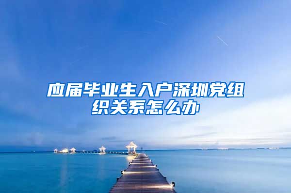 应届毕业生入户深圳党组织关系怎么办