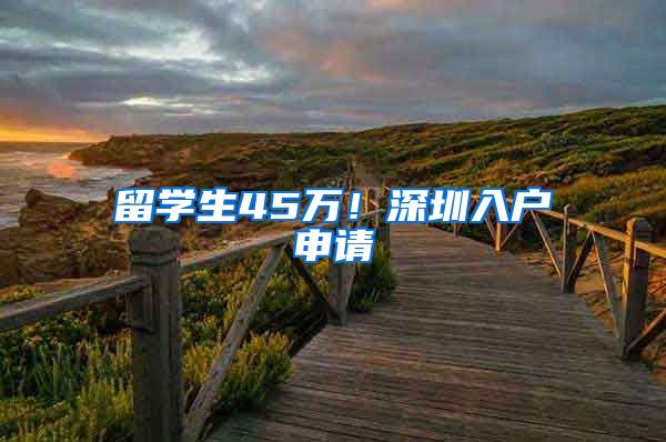 留学生45万！深圳入户申请