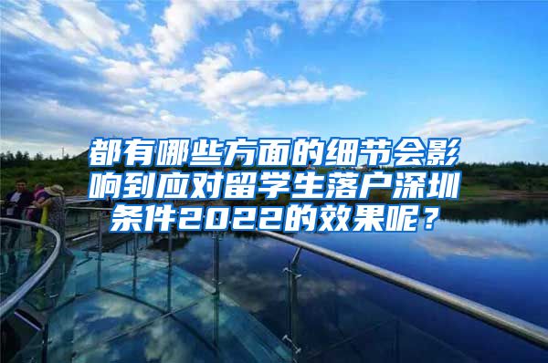 都有哪些方面的细节会影响到应对留学生落户深圳条件2022的效果呢？