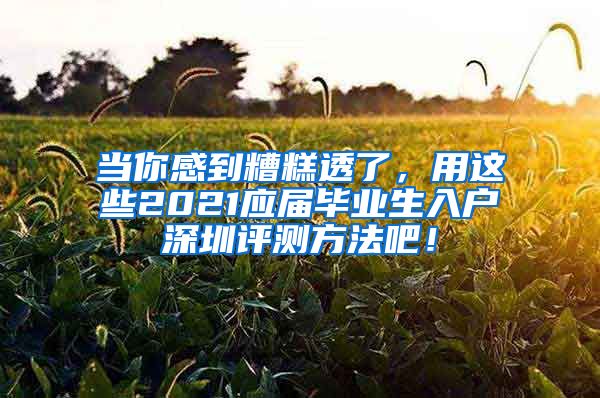 当你感到糟糕透了，用这些2021应届毕业生入户深圳评测方法吧！