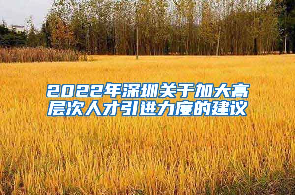 2022年深圳关于加大高层次人才引进力度的建议