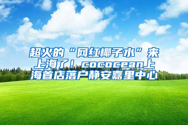 超火的“网红椰子水”来上海了！cococean上海首店落户静安嘉里中心