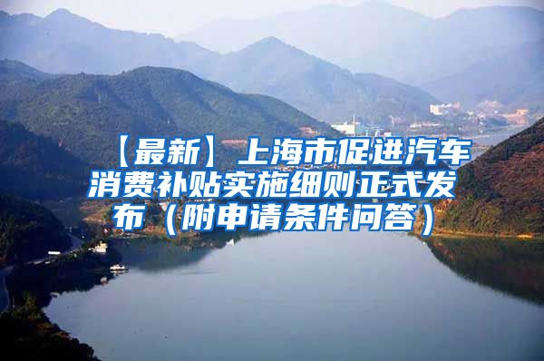 【最新】上海市促进汽车消费补贴实施细则正式发布（附申请条件问答）