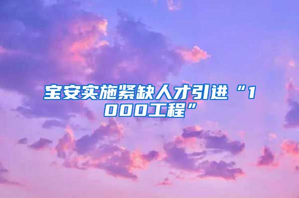 宝安实施紧缺人才引进“1000工程”