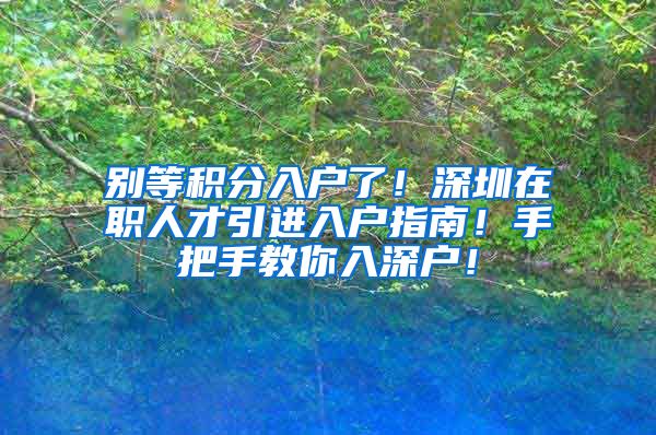 别等积分入户了！深圳在职人才引进入户指南！手把手教你入深户！