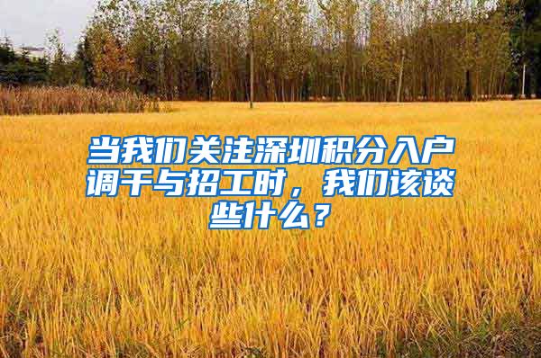 当我们关注深圳积分入户调干与招工时，我们该谈些什么？