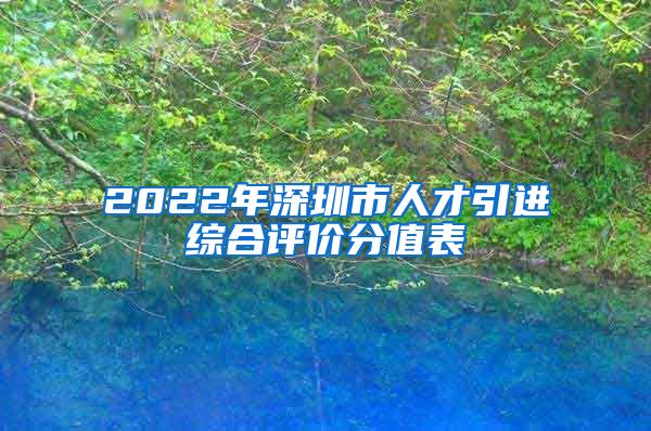 2022年深圳市人才引进综合评价分值表