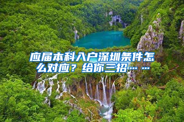 应届本科入户深圳条件怎么对应？给你三招……