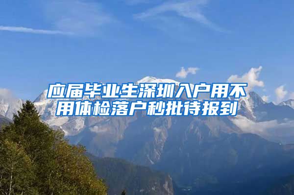 应届毕业生深圳入户用不用体检落户秒批待报到