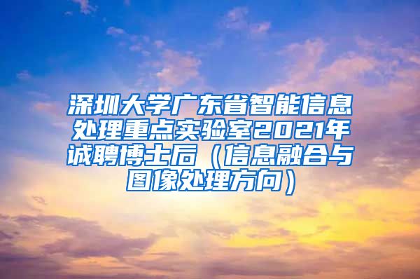 深圳大学广东省智能信息处理重点实验室2021年诚聘博士后（信息融合与图像处理方向）