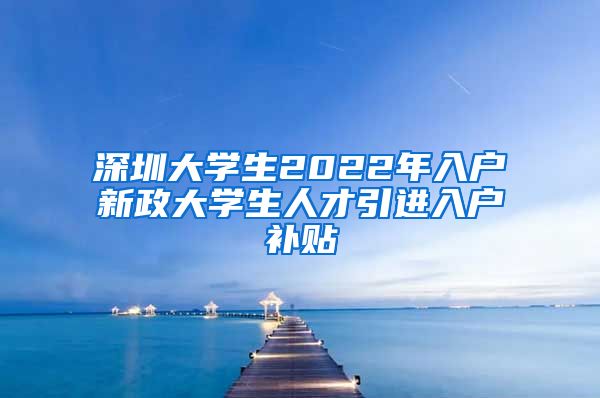 深圳大学生2022年入户新政大学生人才引进入户补贴