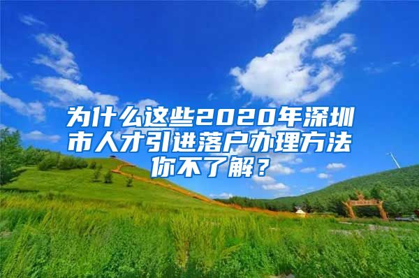 为什么这些2020年深圳市人才引进落户办理方法你不了解？