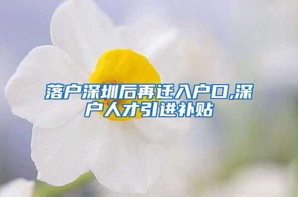 落户深圳后再迁入户口,深户人才引进补贴