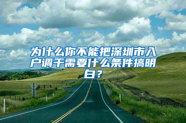 为什么你不能把深圳市入户调干需要什么条件搞明白？