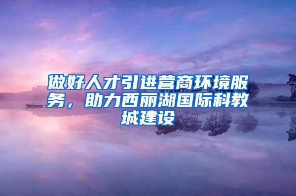 做好人才引进营商环境服务，助力西丽湖国际科教城建设