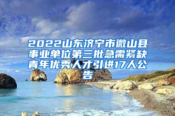 2022山东济宁市微山县事业单位第三批急需紧缺青年优秀人才引进17人公告