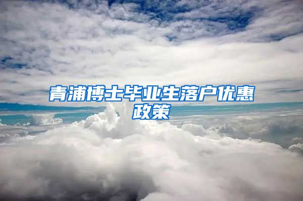 青浦博士毕业生落户优惠政策