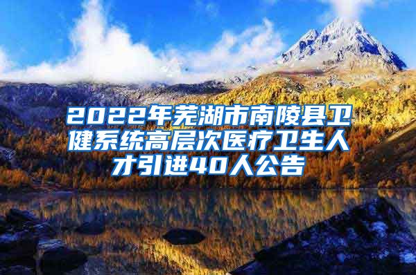 2022年芜湖市南陵县卫健系统高层次医疗卫生人才引进40人公告