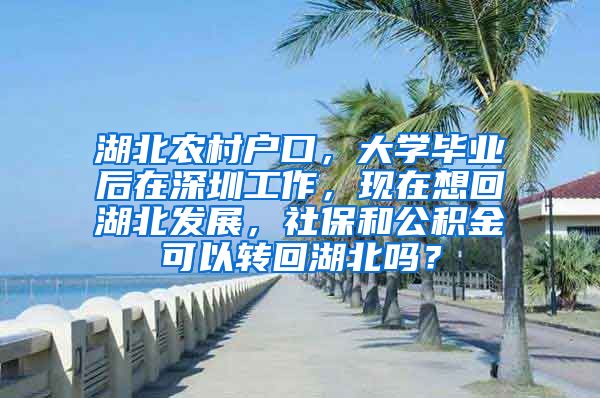 湖北农村户口，大学毕业后在深圳工作，现在想回湖北发展，社保和公积金可以转回湖北吗？