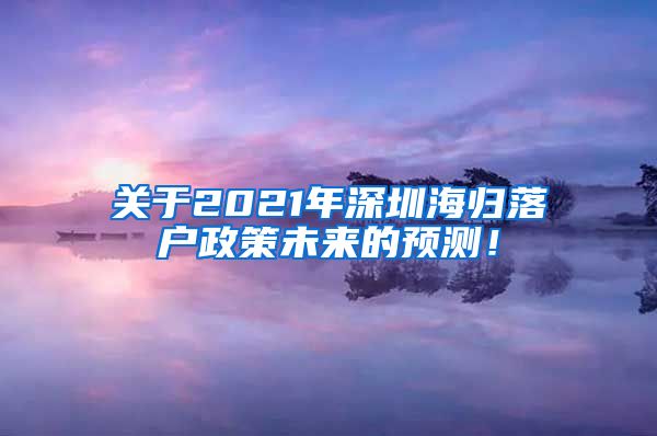 关于2021年深圳海归落户政策未来的预测！