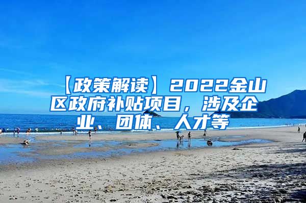 【政策解读】2022金山区政府补贴项目，涉及企业、团体、人才等