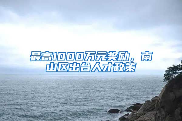 最高1000万元奖励，南山区出台人才政策