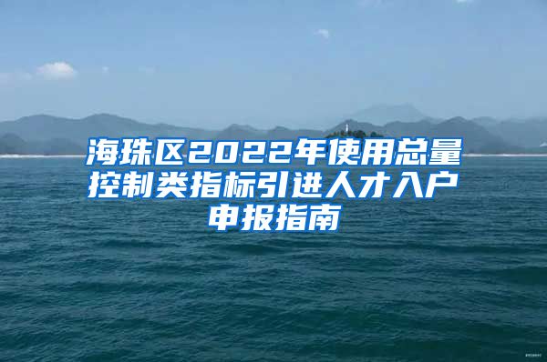 海珠区2022年使用总量控制类指标引进人才入户申报指南