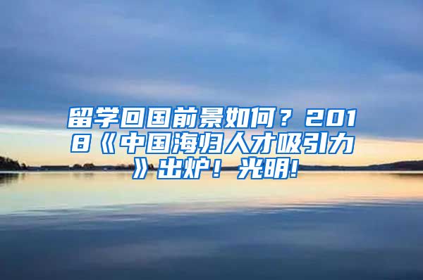 留学回国前景如何？2018《中国海归人才吸引力》出炉！光明!