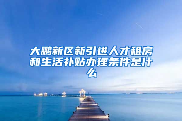 大鹏新区新引进人才租房和生活补贴办理条件是什么