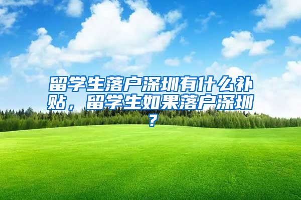 留学生落户深圳有什么补贴，留学生如果落户深圳？