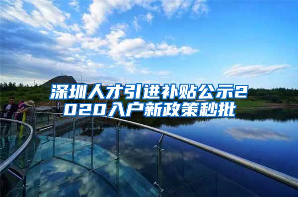 深圳人才引进补贴公示2020入户新政策秒批