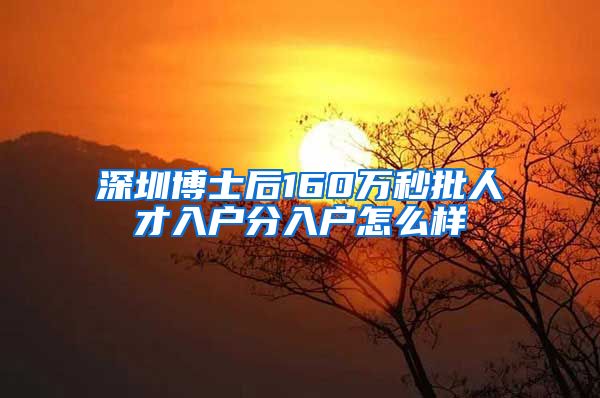 深圳博士后160万秒批人才入户分入户怎么样