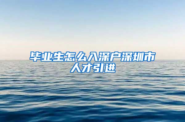 毕业生怎么入深户深圳市人才引进