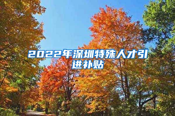 2022年深圳特殊人才引进补贴