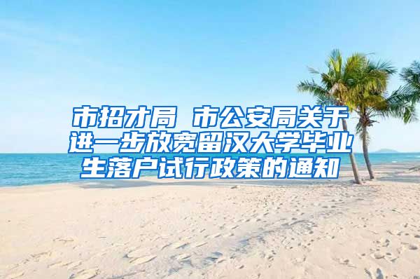 市招才局 市公安局关于进一步放宽留汉大学毕业生落户试行政策的通知